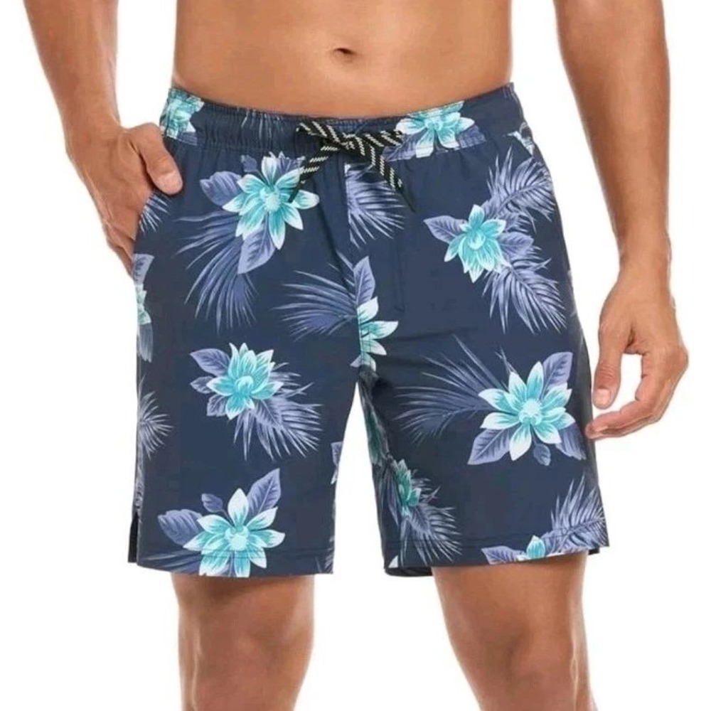 NWOT Hurley Swim Shorts Men's M Navy Blue Polyester Tropical Floral